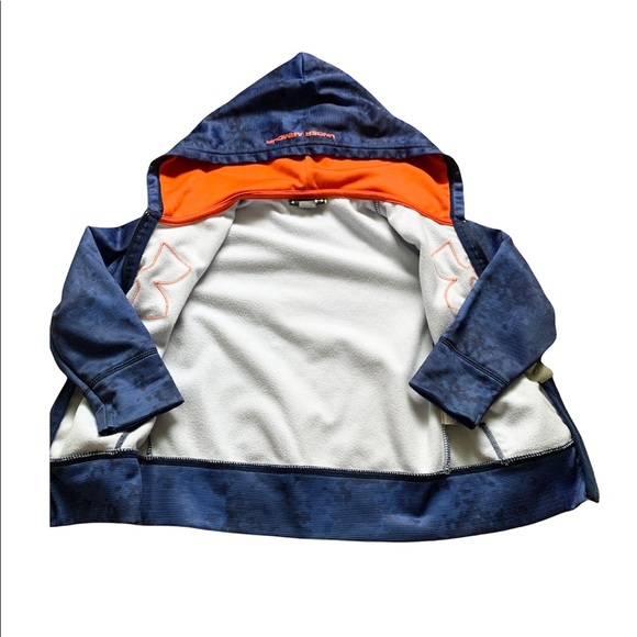 Under Armour Boys Blue Orange Zip Jacket Hoodie Size 4 - Picture 3 of 5